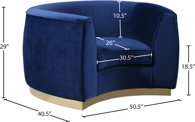 Julian Velvet Upholstered Chair in Blue - 620Navy-C