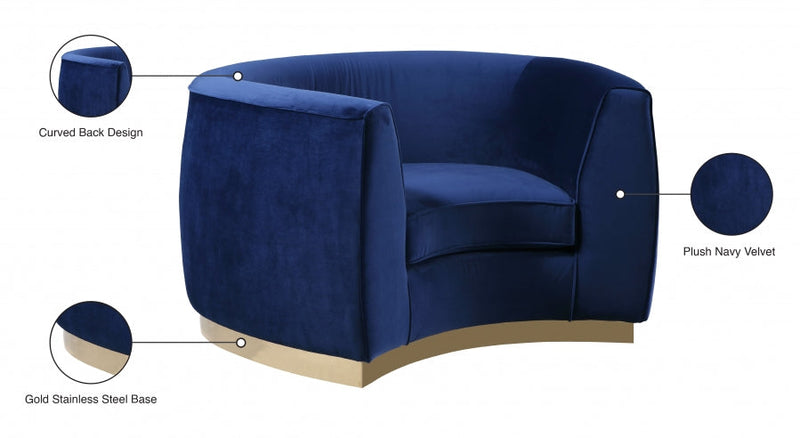 Julian Velvet Upholstered Chair in Blue - 620Navy-C