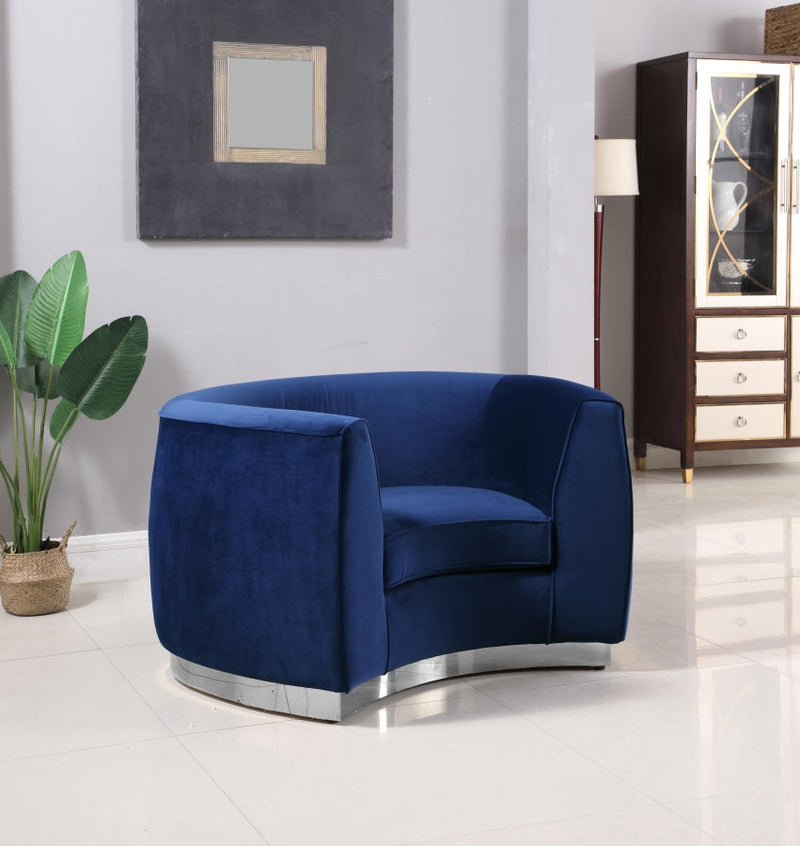 Julian Velvet Upholstered Chair in Blue - 621Navy-C