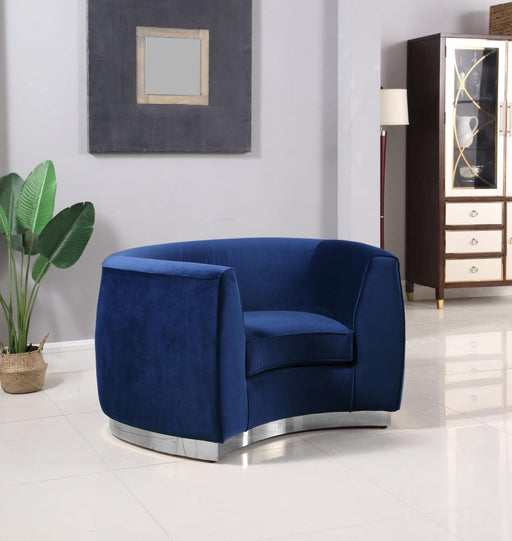 Julian Velvet Upholstered Chair in Blue - 621Navy-C