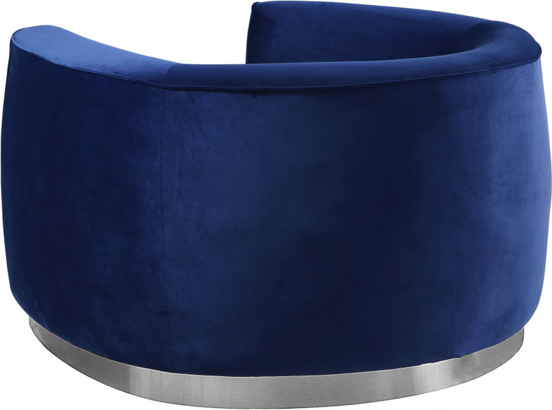 Julian Velvet Upholstered Chair in Blue - 621Navy-C