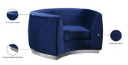 Julian Velvet Upholstered Chair in Blue - 621Navy-C