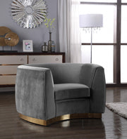 Julian Velvet Upholstered Chair in Grey - 620Grey-C