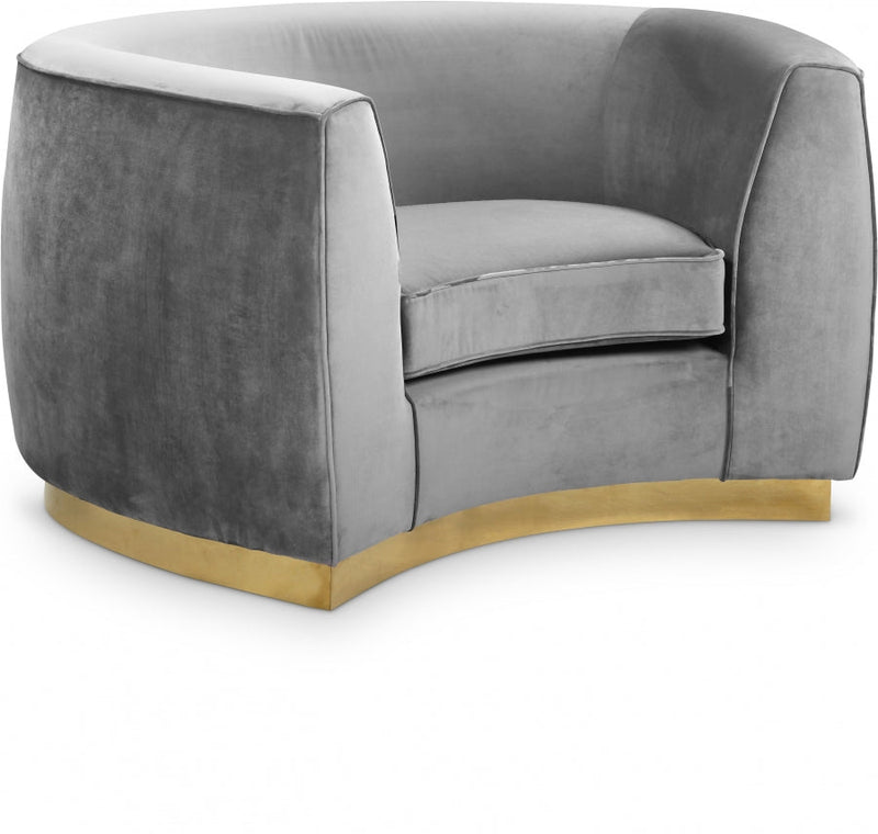 Julian Velvet Upholstered Chair in Grey - 620Grey-C