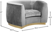 Julian Velvet Upholstered Chair in Grey - 620Grey-C