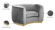 Julian Velvet Upholstered Chair in Grey - 620Grey-C