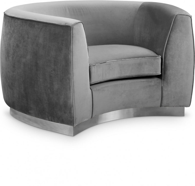 Julian Velvet Upholstered Chair in Grey - 621Grey-C