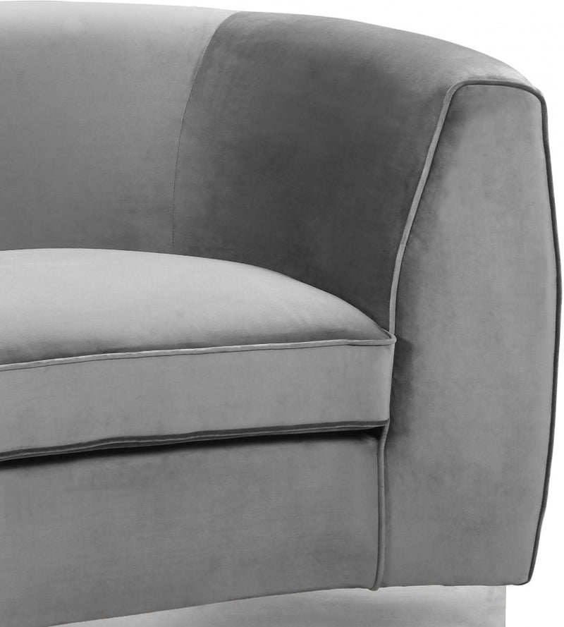 Julian Velvet Upholstered Chair in Grey - 621Grey-C