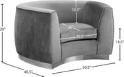 Julian Velvet Upholstered Chair in Grey - 621Grey-C