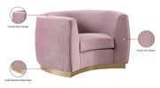 Julian Velvet Upholstered Chair in Pink - 620Pink-C