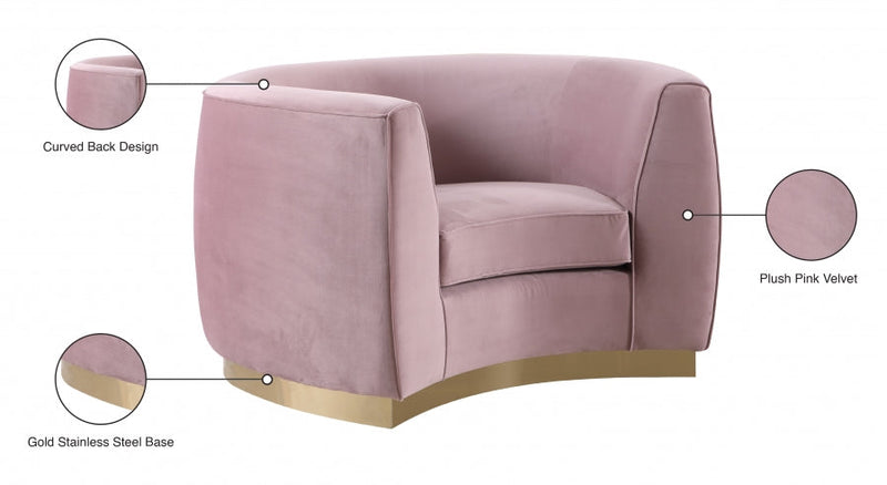Julian Velvet Upholstered Chair in Pink - 620Pink-C
