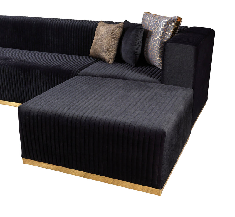 Juliana Black Velvet 4 - Piece Sectional - Gate FurnitureSectional