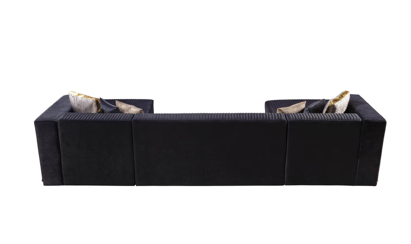 Juliana Black Velvet 4 - Piece Sectional - Gate FurnitureSectional
