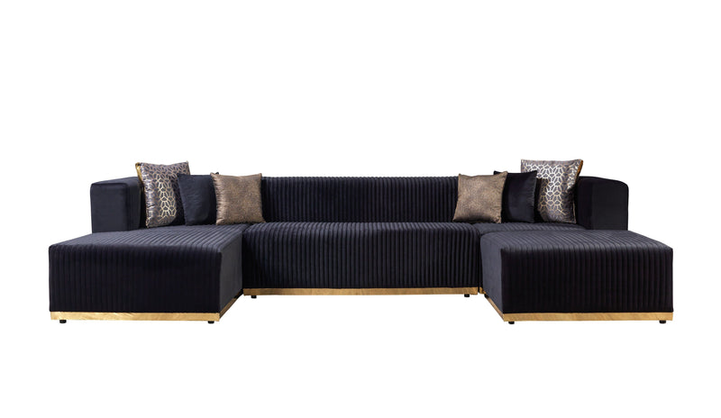 Juliana Black Velvet 4 - Piece Sectional - Gate FurnitureSectional