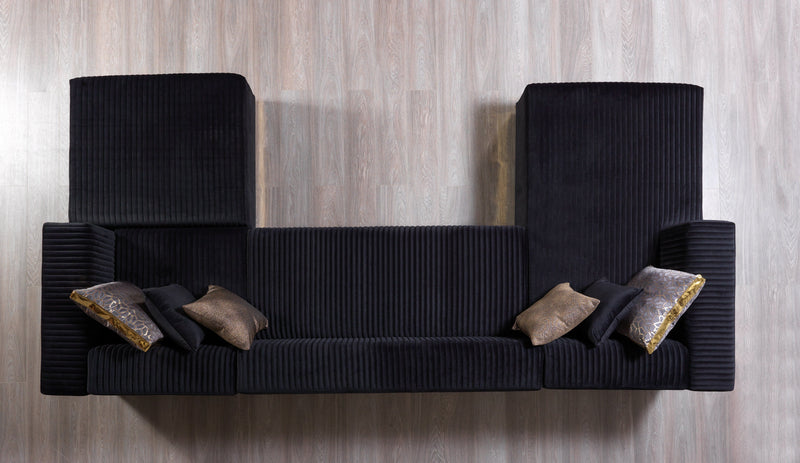 Juliana Black Velvet 4 - Piece Sectional - Gate FurnitureSectional