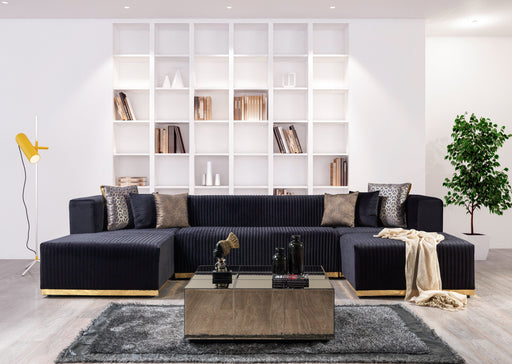 Juliana Black Velvet 4 - Piece Sectional - Gate FurnitureSectional