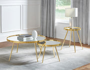 Kaelyn 2-piece Round Mirror Top Nesting Coffee Table Gold - 723918