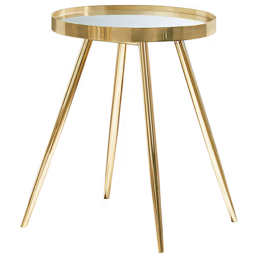 Kaelyn Round Mirror Top End Side Table Gold - 723917