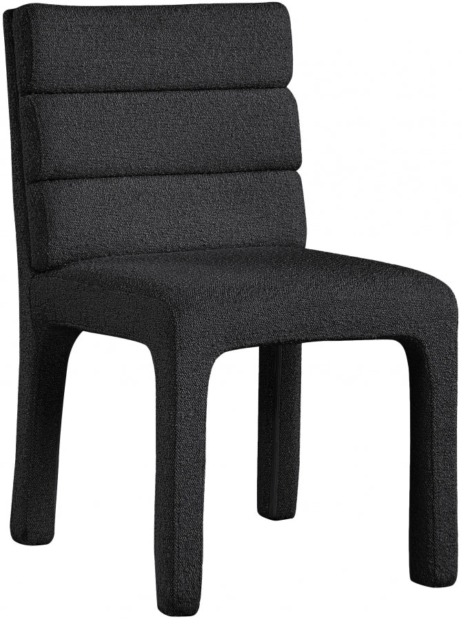 Kai Boucle Fabric Upholstered Dining Chair in Black, Set of 2 - 890Black-C