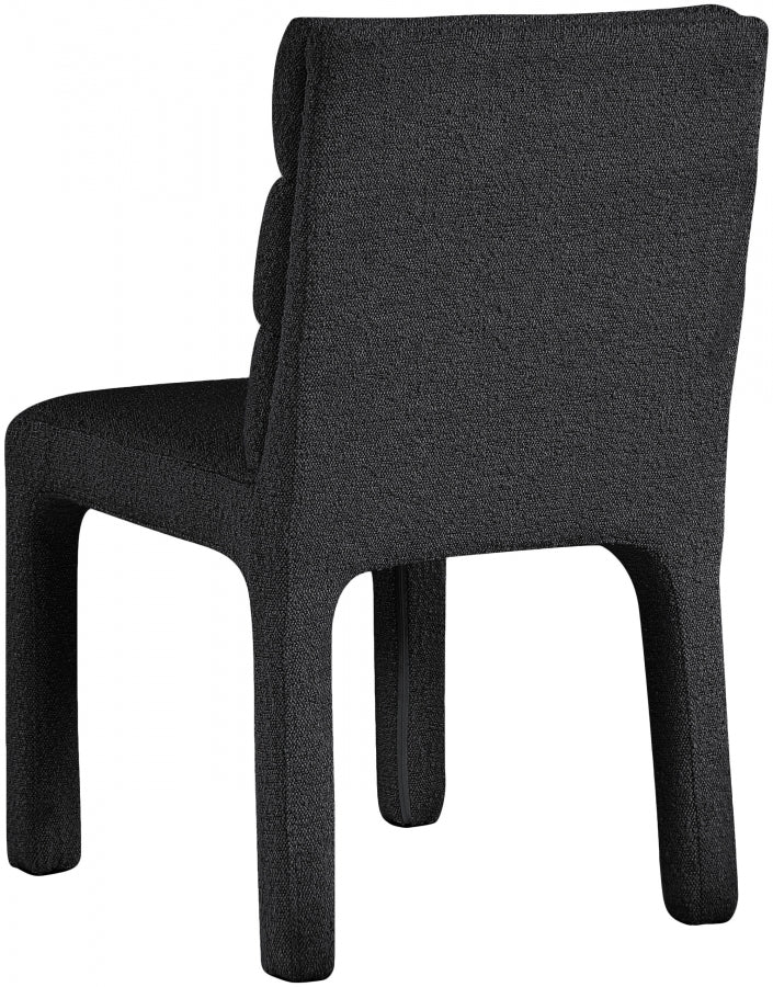 Kai Boucle Fabric Upholstered Dining Chair in Black, Set of 2 - 890Black-C