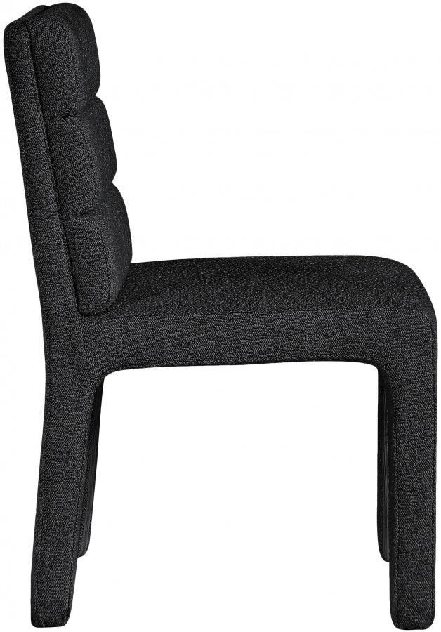 Kai Boucle Fabric Upholstered Dining Chair in Black, Set of 2 - 890Black-C