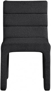 Kai Boucle Fabric Upholstered Dining Chair in Black, Set of 2 - 890Black-C