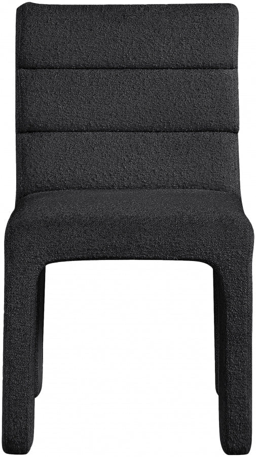 Kai Boucle Fabric Upholstered Dining Chair in Black, Set of 2 - 890Black-C
