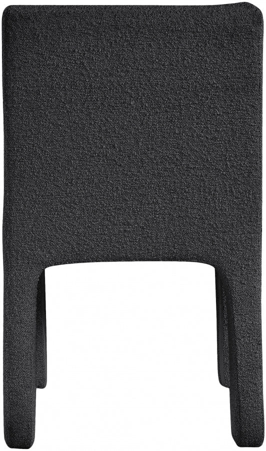 Kai Boucle Fabric Upholstered Dining Chair in Black, Set of 2 - 890Black-C