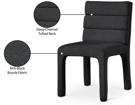 Kai Boucle Fabric Upholstered Dining Chair in Black, Set of 2 - 890Black-C