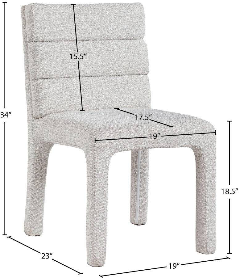 Kai Boucle Fabric Upholstered Dining Chair in Cream, Set of 2 - 890Cream-C