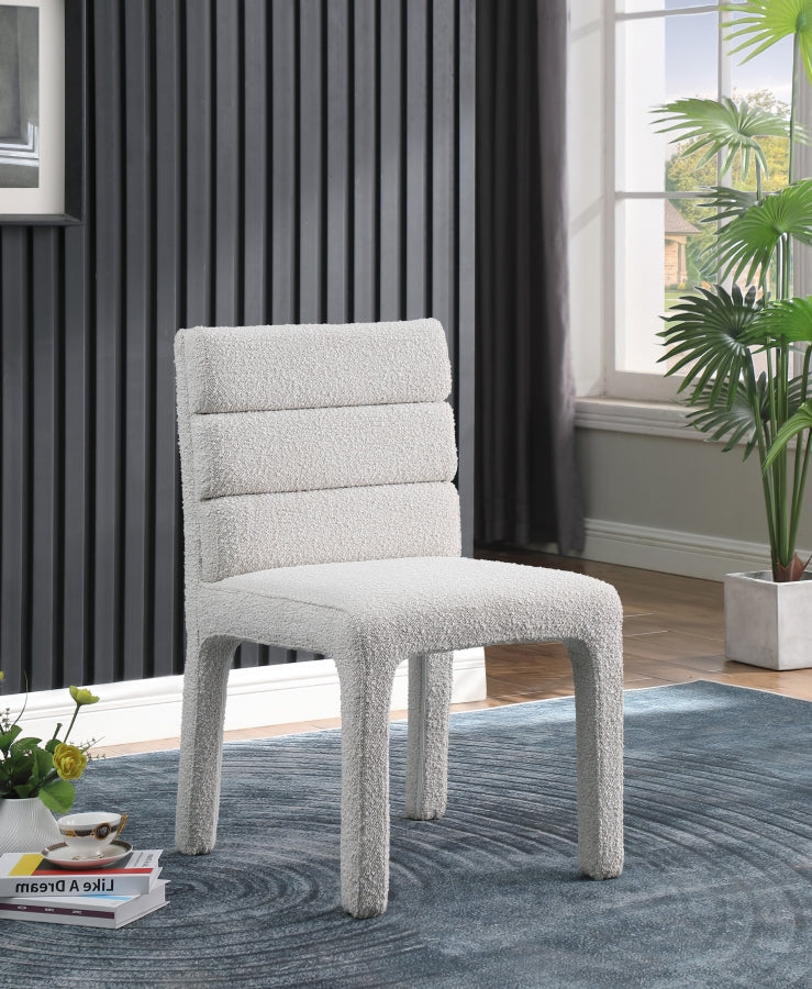 Kai Boucle Fabric Upholstered Dining Chair in Cream, Set of 2 - 890Cream-C