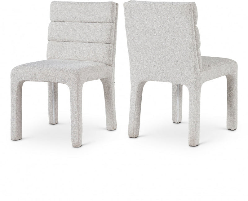 Kai Boucle Fabric Upholstered Dining Chair in Cream, Set of 2 - 890Cream-C