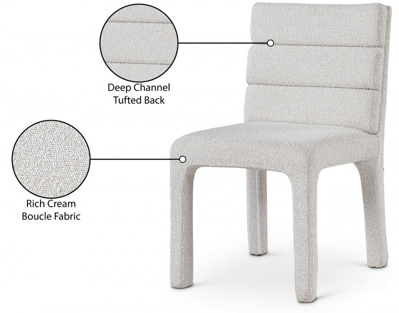Kai Boucle Fabric Upholstered Dining Chair in Cream, Set of 2 - 890Cream-C