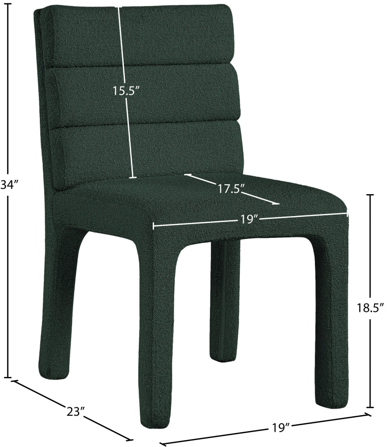 Kai Boucle Fabric Upholstered Dining Chair in Green, Set of 2 - 890Green-C