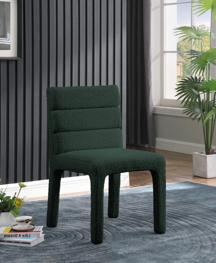 Kai Boucle Fabric Upholstered Dining Chair in Green, Set of 2 - 890Green-C