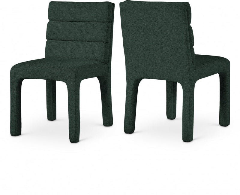 Kai Boucle Fabric Upholstered Dining Chair in Green, Set of 2 - 890Green-C