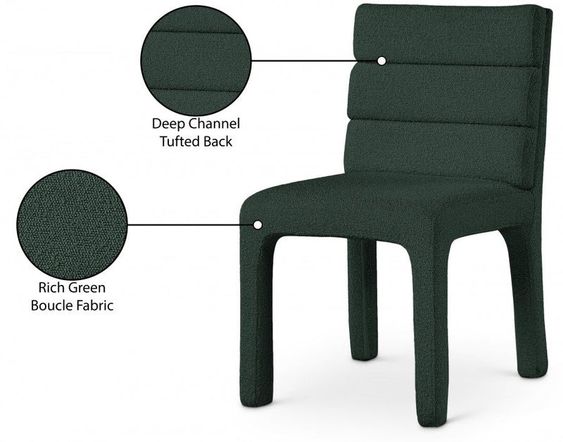 Kai Boucle Fabric Upholstered Dining Chair in Green, Set of 2 - 890Green-C