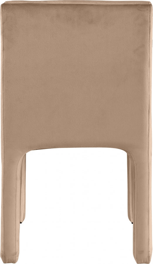 Kai Velvet Upholstered Dining Chair in Beige, Set of 2 - 891Beige-C