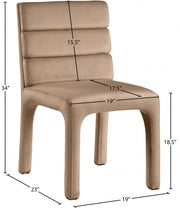 Kai Velvet Upholstered Dining Chair in Beige, Set of 2 - 891Beige-C