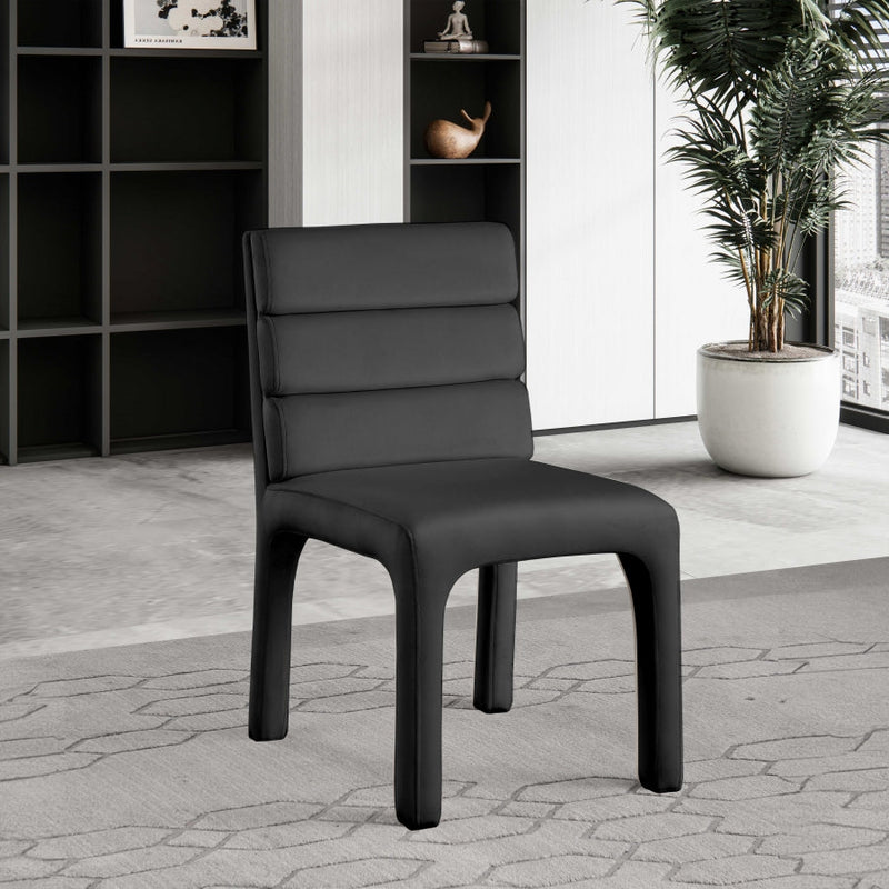 Kai Velvet Upholstered Dining Chair in Black, Set of 2 - 891Black-C