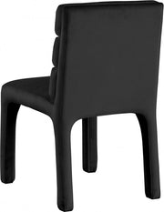 Kai Velvet Upholstered Dining Chair in Black, Set of 2 - 891Black-C