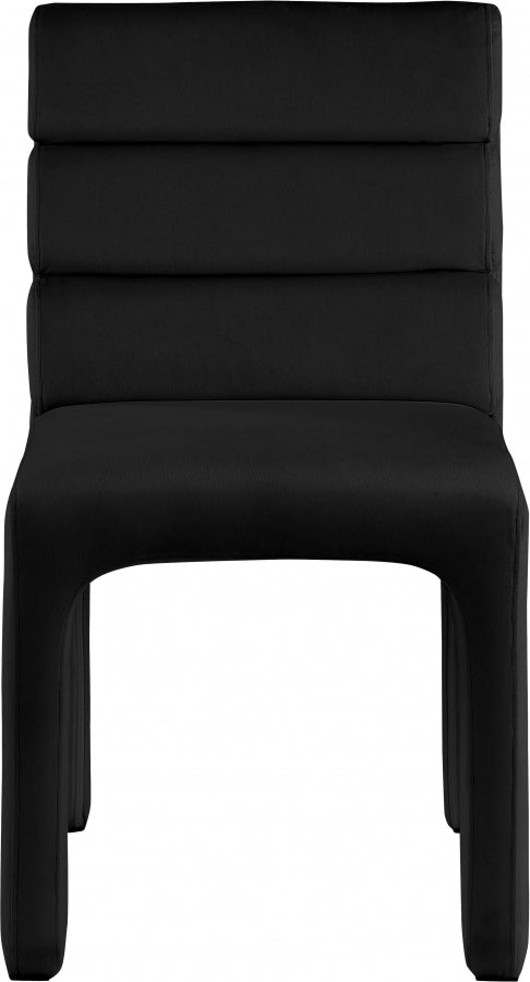 Kai Velvet Upholstered Dining Chair in Black, Set of 2 - 891Black-C