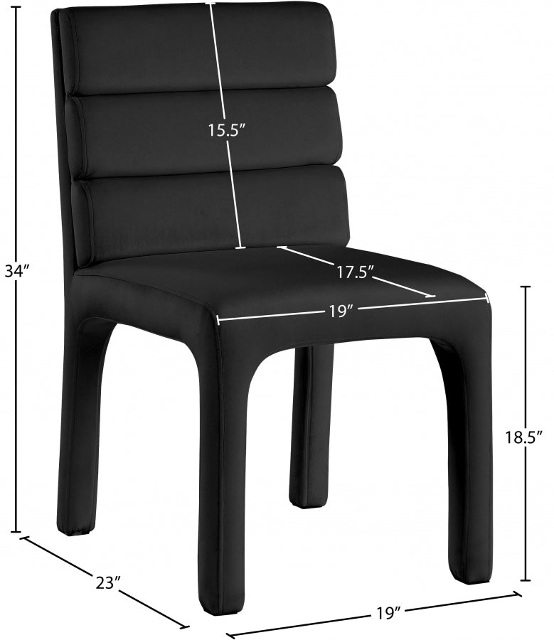 Kai Velvet Upholstered Dining Chair in Black, Set of 2 - 891Black-C