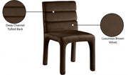 Kai Velvet Upholstered Dining Chair in Brown, Set of 2 - 891Brown-C