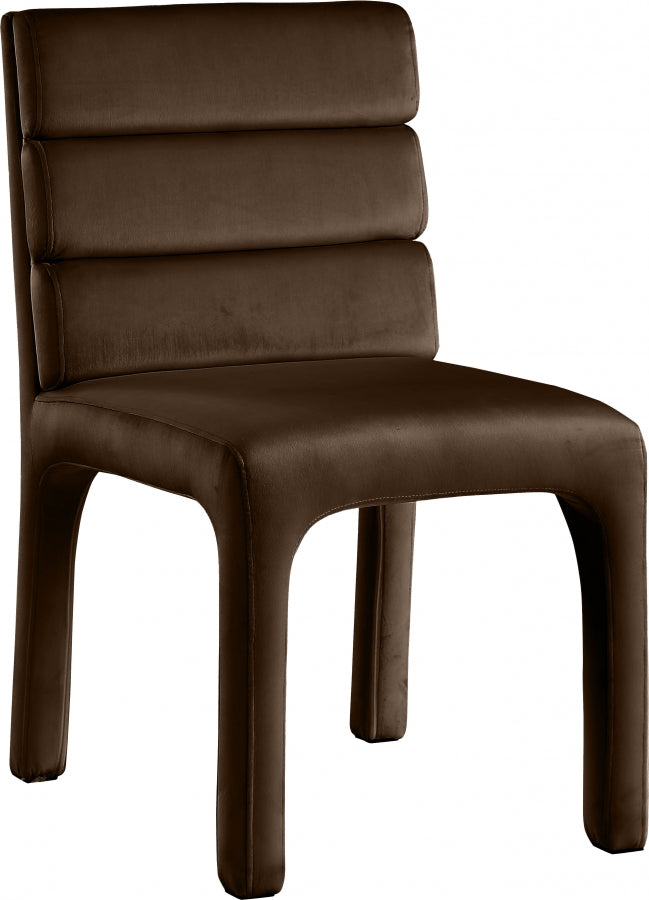 Kai Velvet Upholstered Dining Chair in Brown, Set of 2 - 891Brown-C