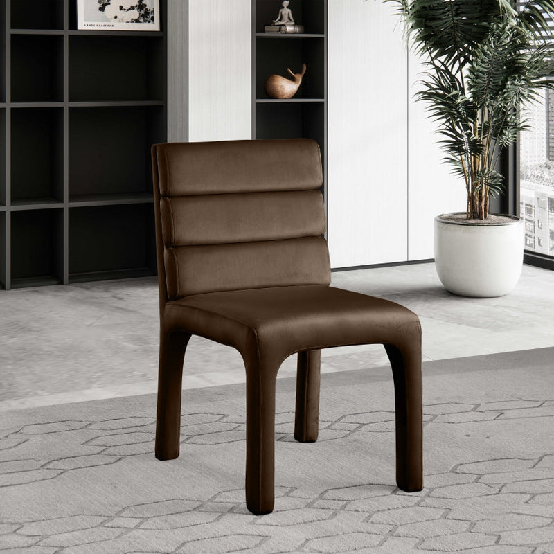 Kai Velvet Upholstered Dining Chair in Brown, Set of 2 - 891Brown-C