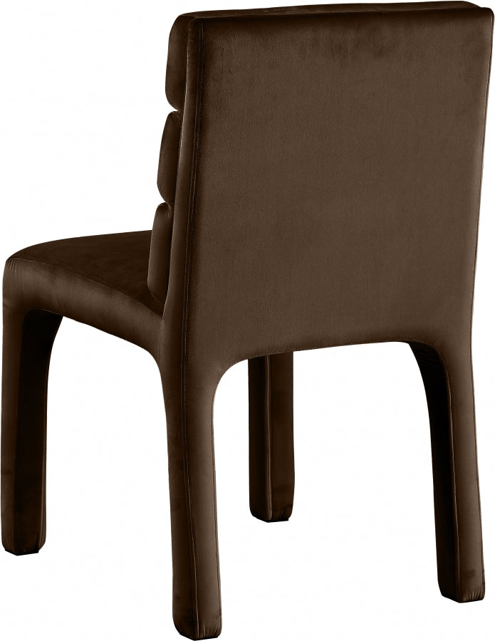 Kai Velvet Upholstered Dining Chair in Brown, Set of 2 - 891Brown-C