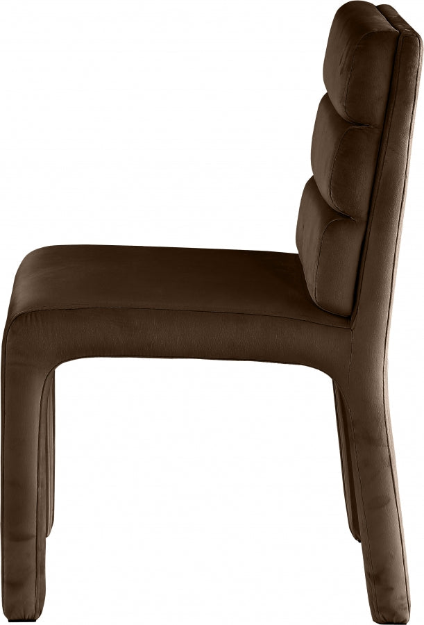 Kai Velvet Upholstered Dining Chair in Brown, Set of 2 - 891Brown-C