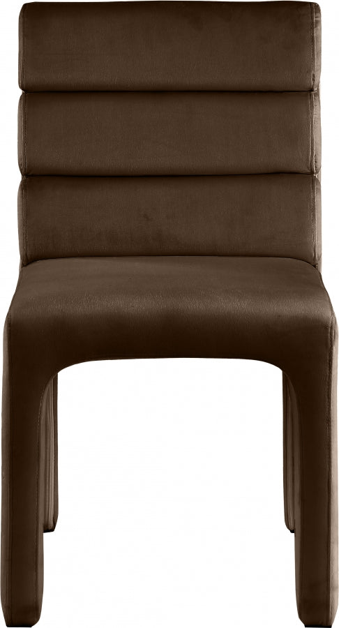 Kai Velvet Upholstered Dining Chair in Brown, Set of 2 - 891Brown-C