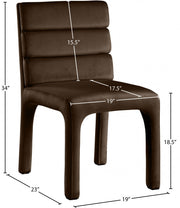 Kai Velvet Upholstered Dining Chair in Brown, Set of 2 - 891Brown-C